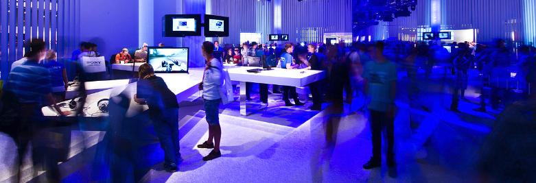 Attendees engaging with event technology