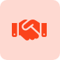 red icon of hands shaking hands