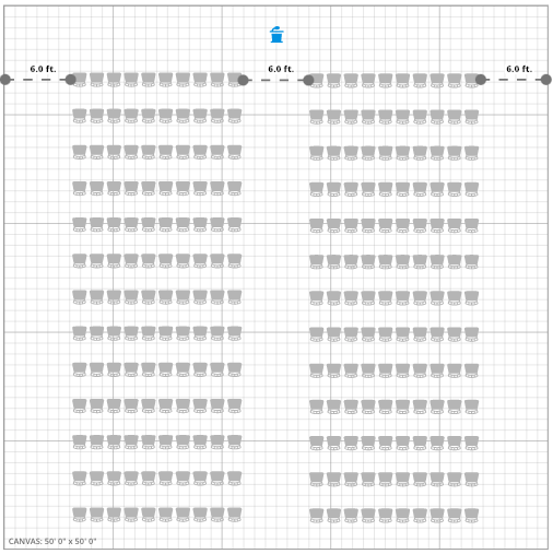 Auditorium Event Floor Plan w/ No Social Distancing