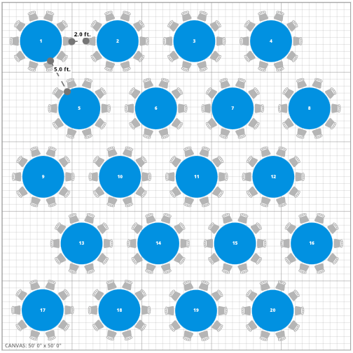 Banquet Event Floor Plan w/ No Social Distancing