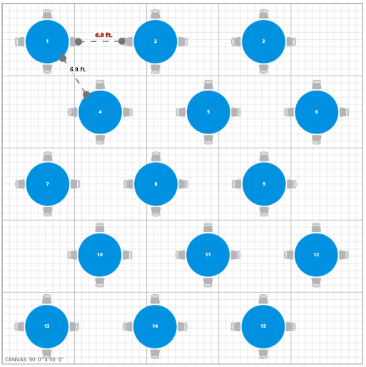 Banquet Event Floor Plan w/ Social Distancing 6 Feet
