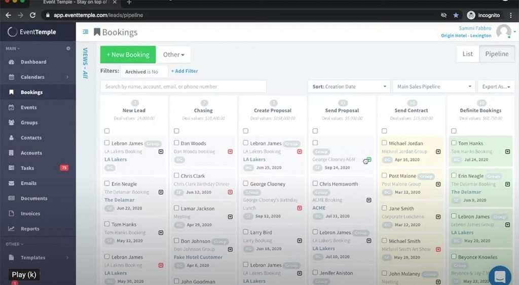 Event Temple Lead Management Tool