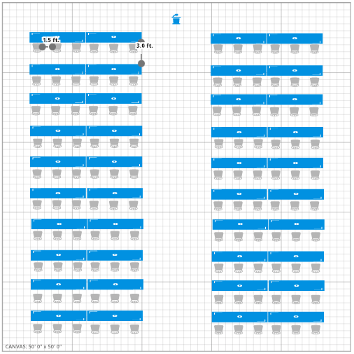 Meeting Room Event Floor Plan w/ No Social Distancing
