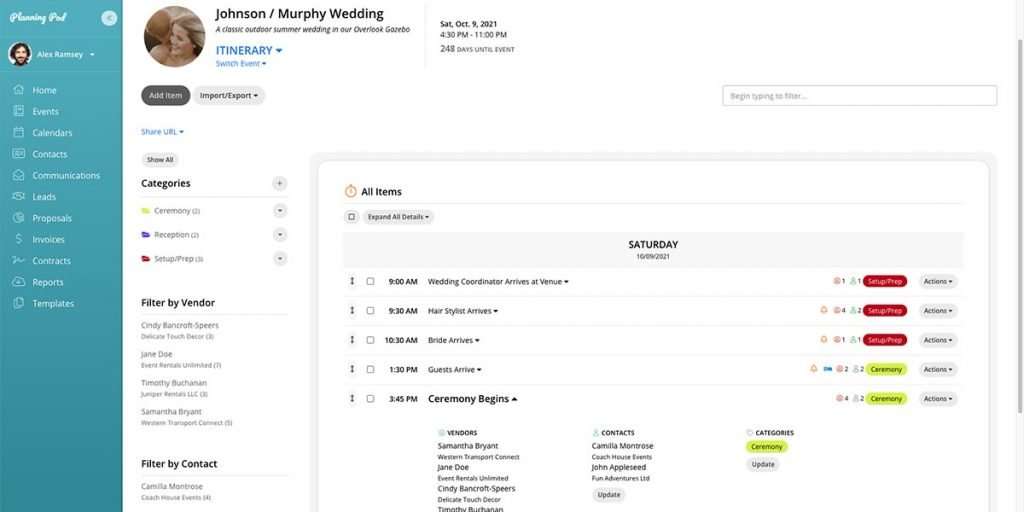 Event Itinerary Schedule Builder - Planning Pod