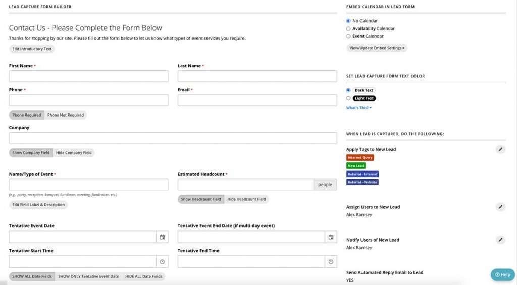 Planning Pod Lead Capture Form Builder