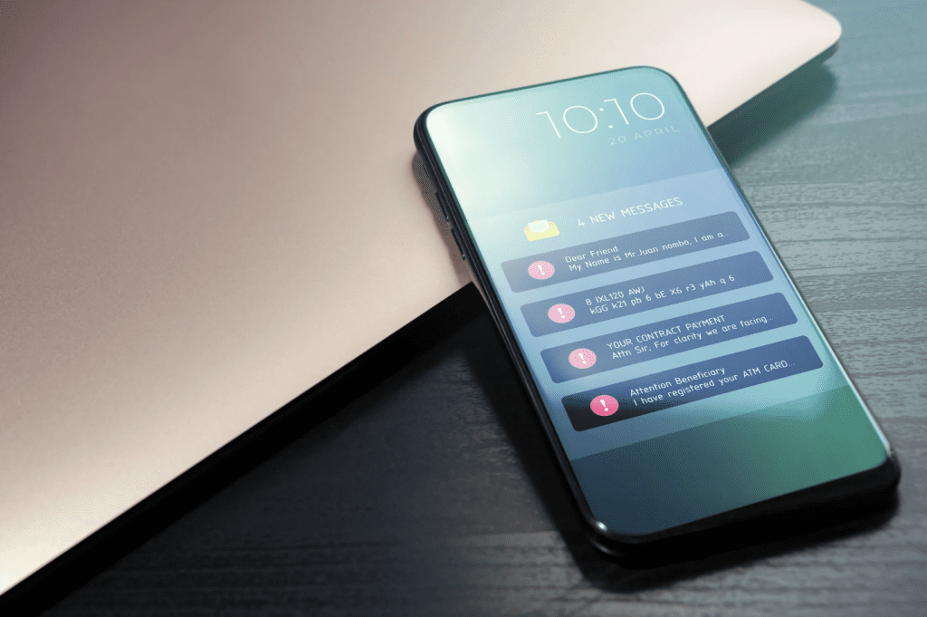 A lock screen is displayed on a smartphone with several notifications including a contract payment reminder.