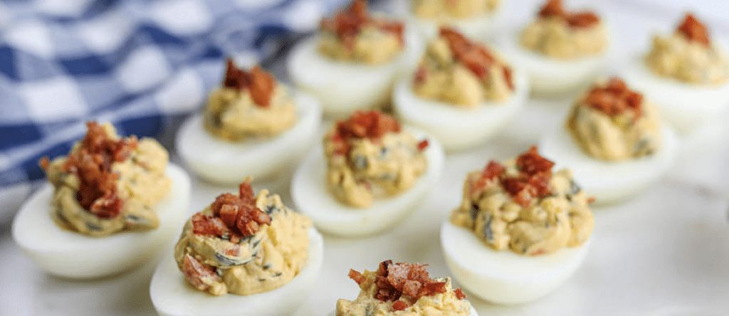 Deviled eggs with bacon