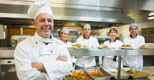 Catering team smiling