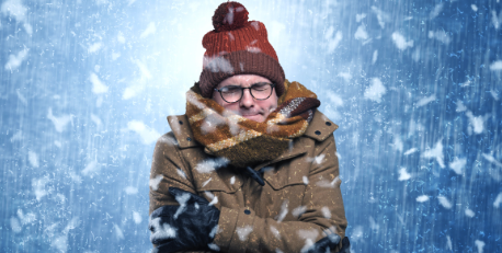 Man freezing cold
