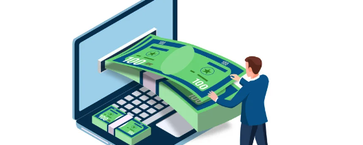 Customer paying via laptop