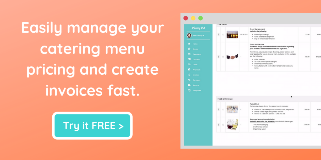 catering menu pricing templates