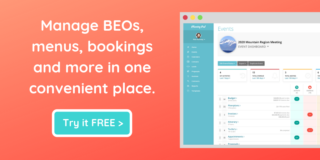 BEO Management for Venues and Caterers