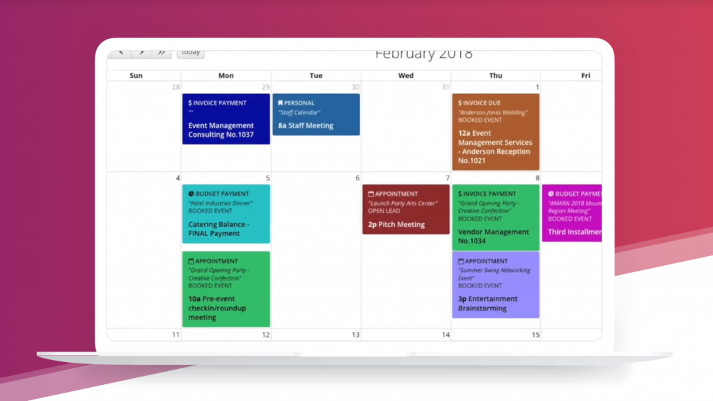 Event Bookings Calendar Management