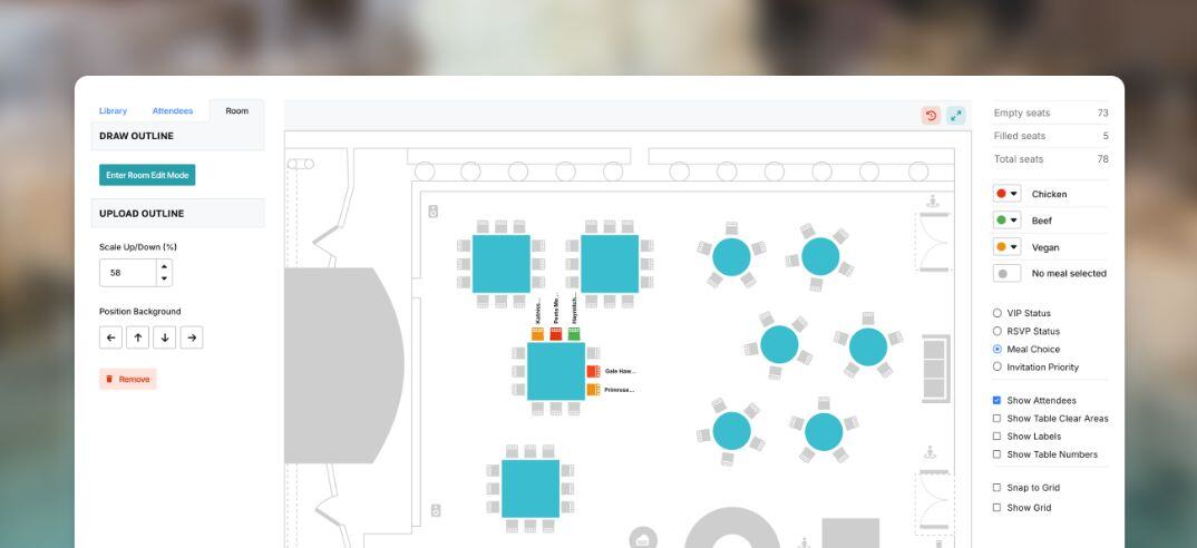 Manage guests and attendees screen
