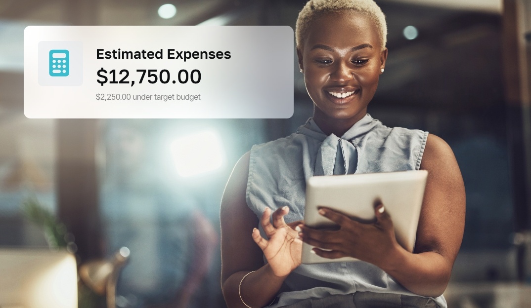 woman reviewing the approximate costs of the event